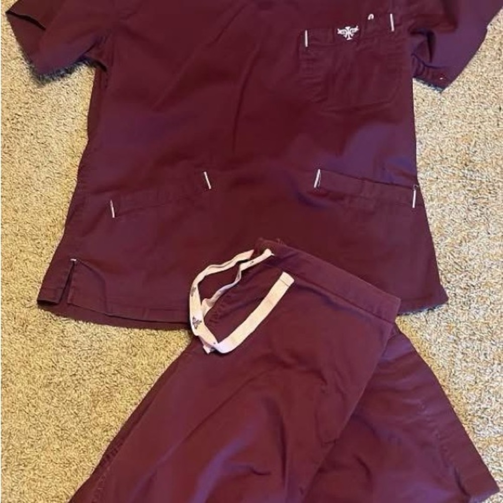 Med Couture Burgundy Scrub Set